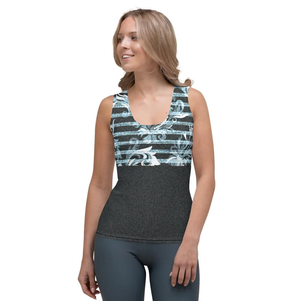 "Denim" Fleur-ish Flare Leggings
