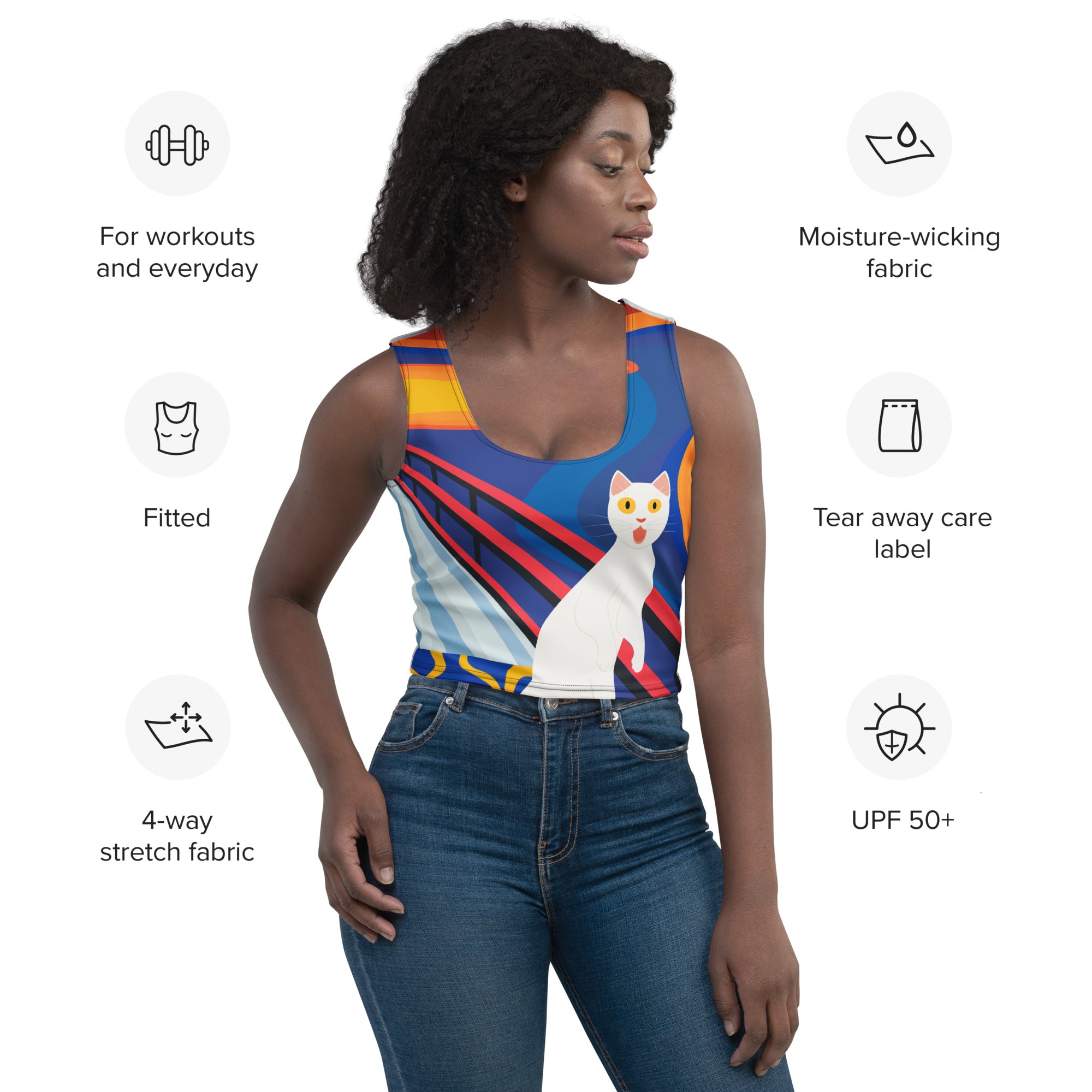 Primary Pop Cat Crop Top