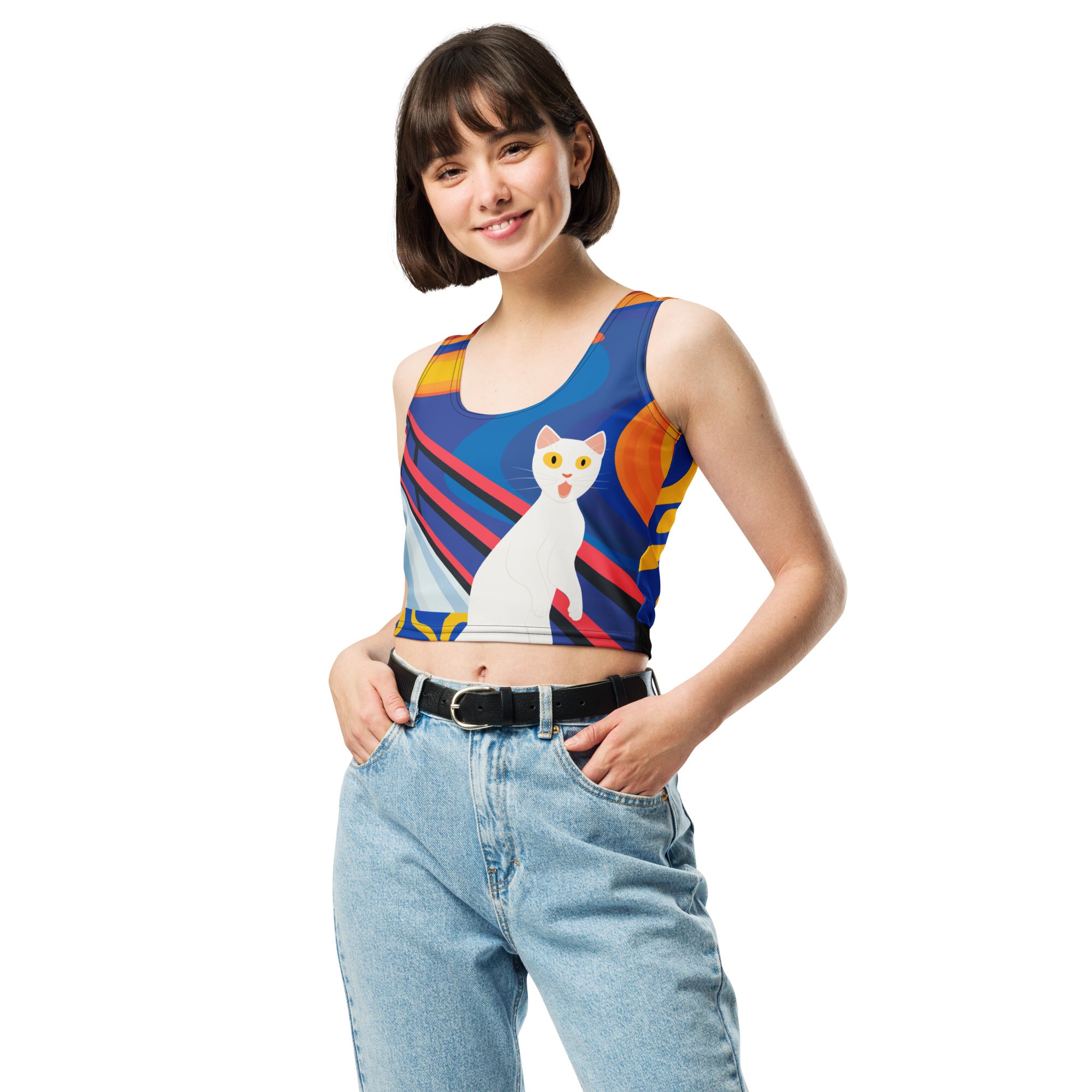 Primary Pop Cat Crop Top