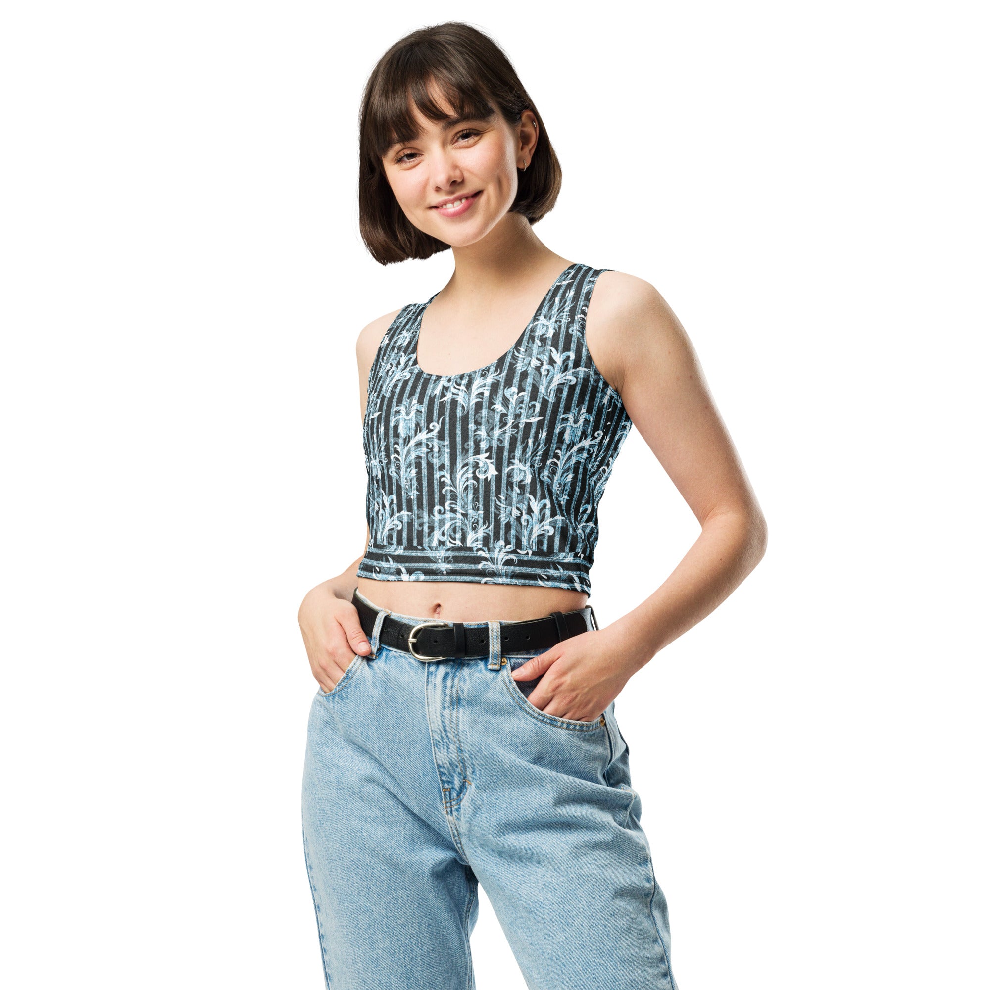 "Denim" Fleur-ish Crop Top