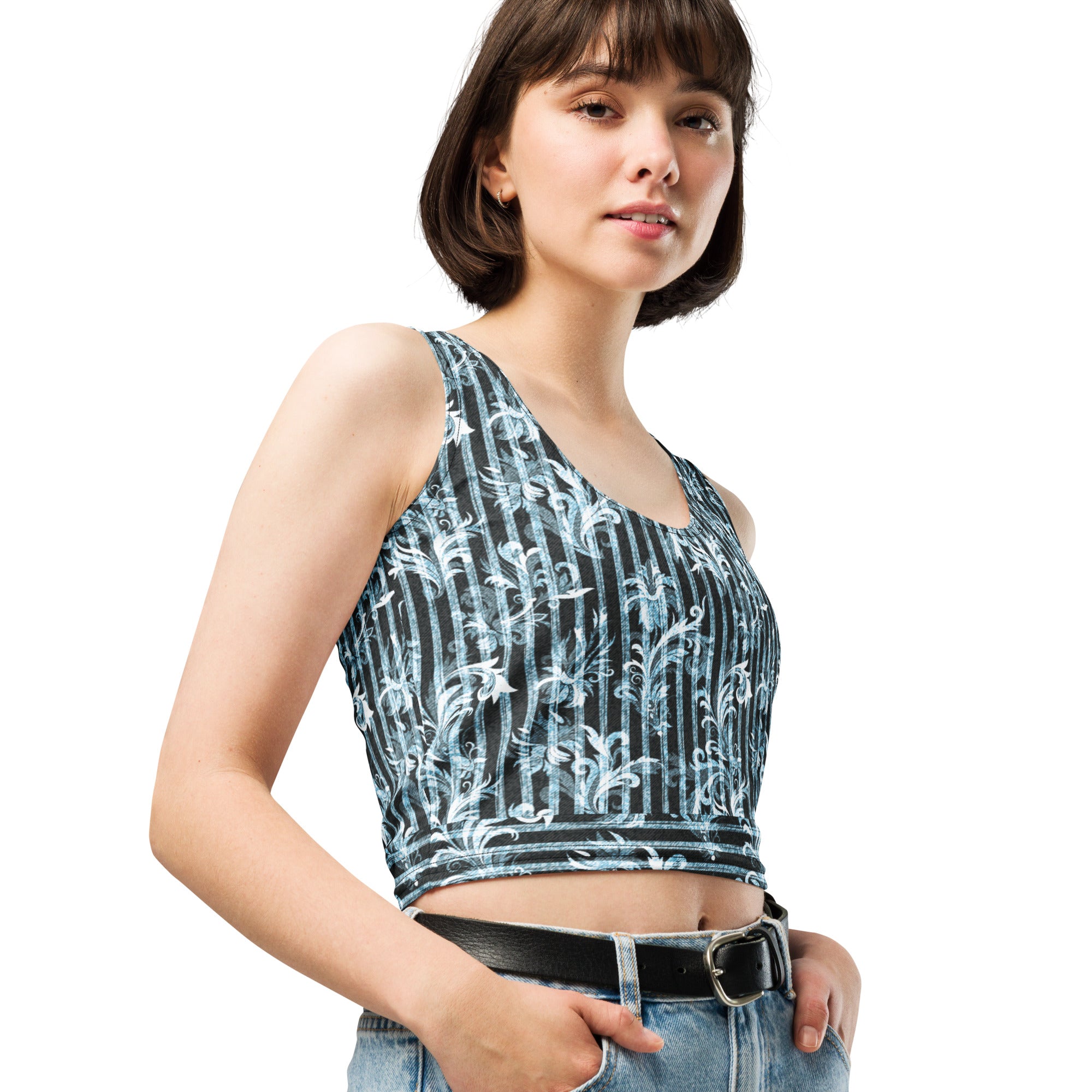 "Denim" Fleur-ish Crop Top