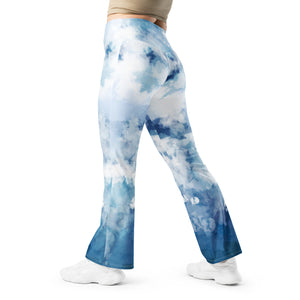 Watercolor Blues Flare leggings