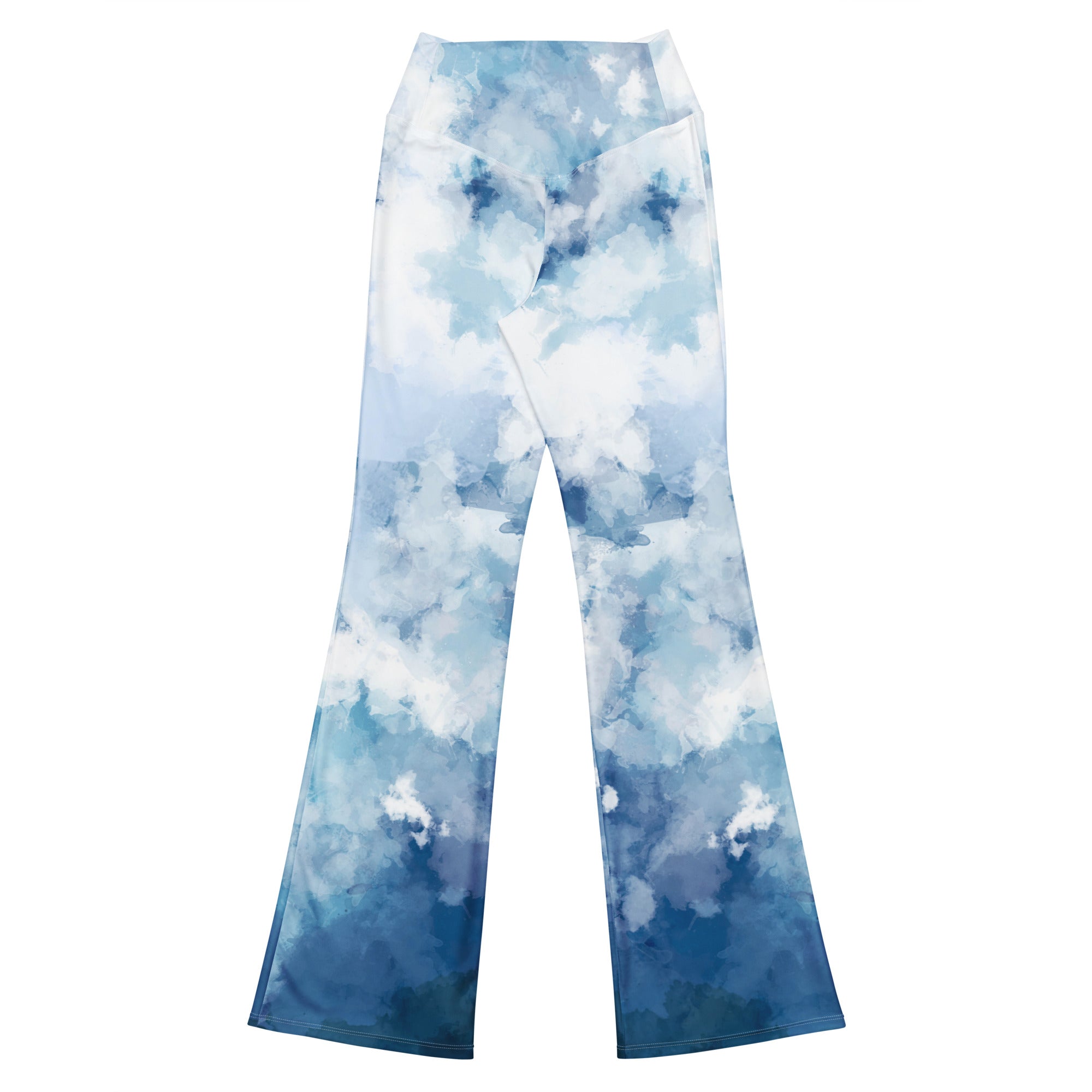 Watercolor Blues Flare leggings