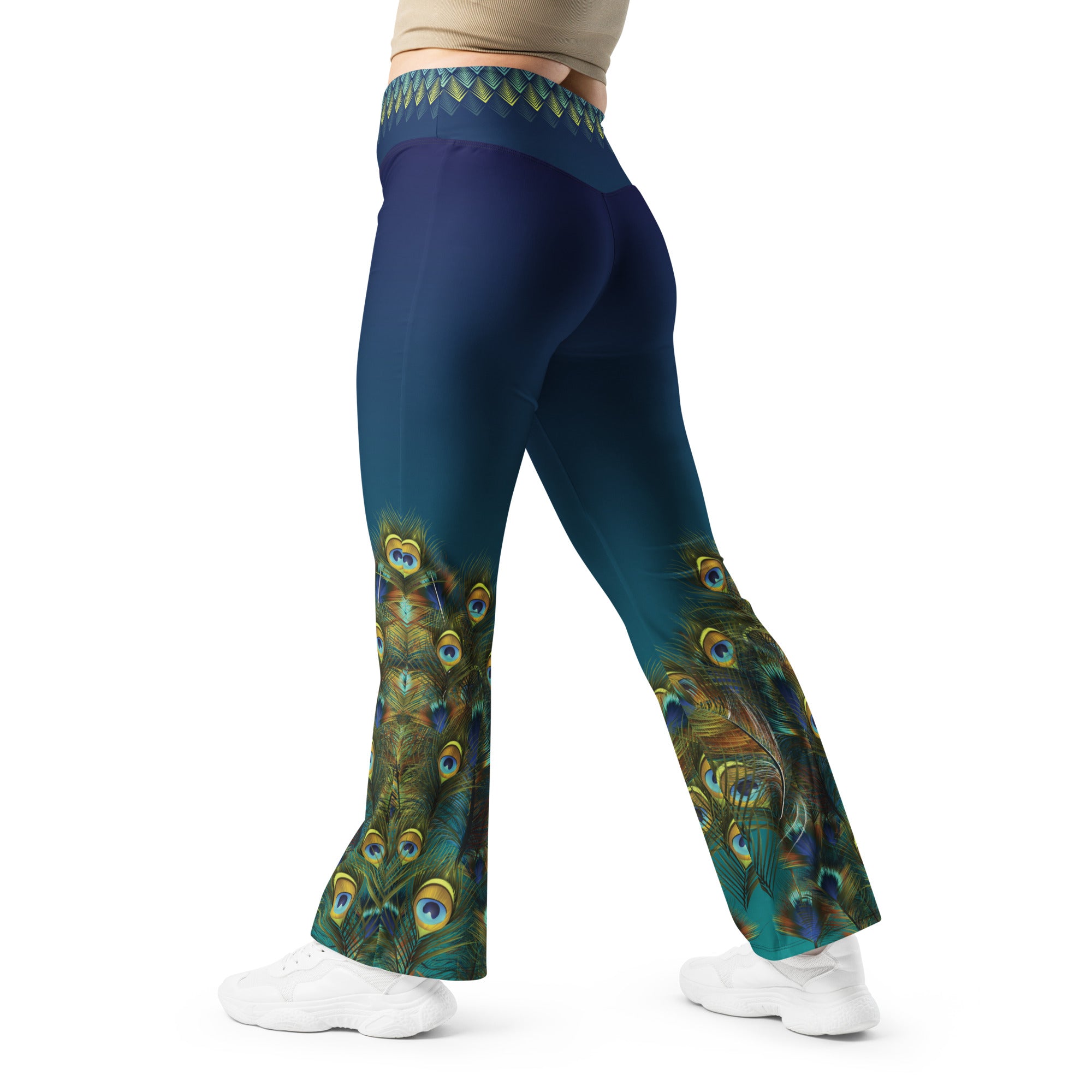 Peacock Plumage Flare leggings