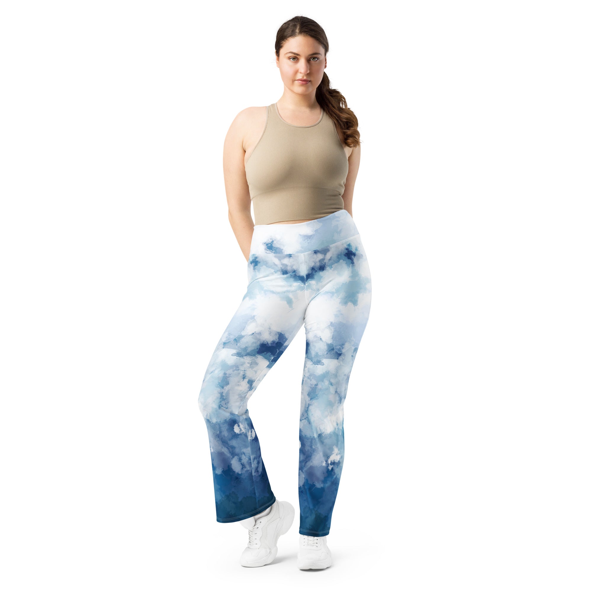 Watercolor Blues Flare leggings