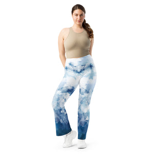 Watercolor Blues Flare leggings