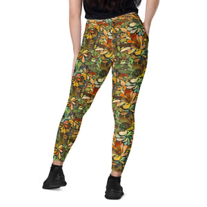 Browns and Golds Crossover leggings with pockets