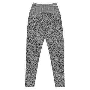 Black Houndstooth and Paisley Crossover leggings with pockets