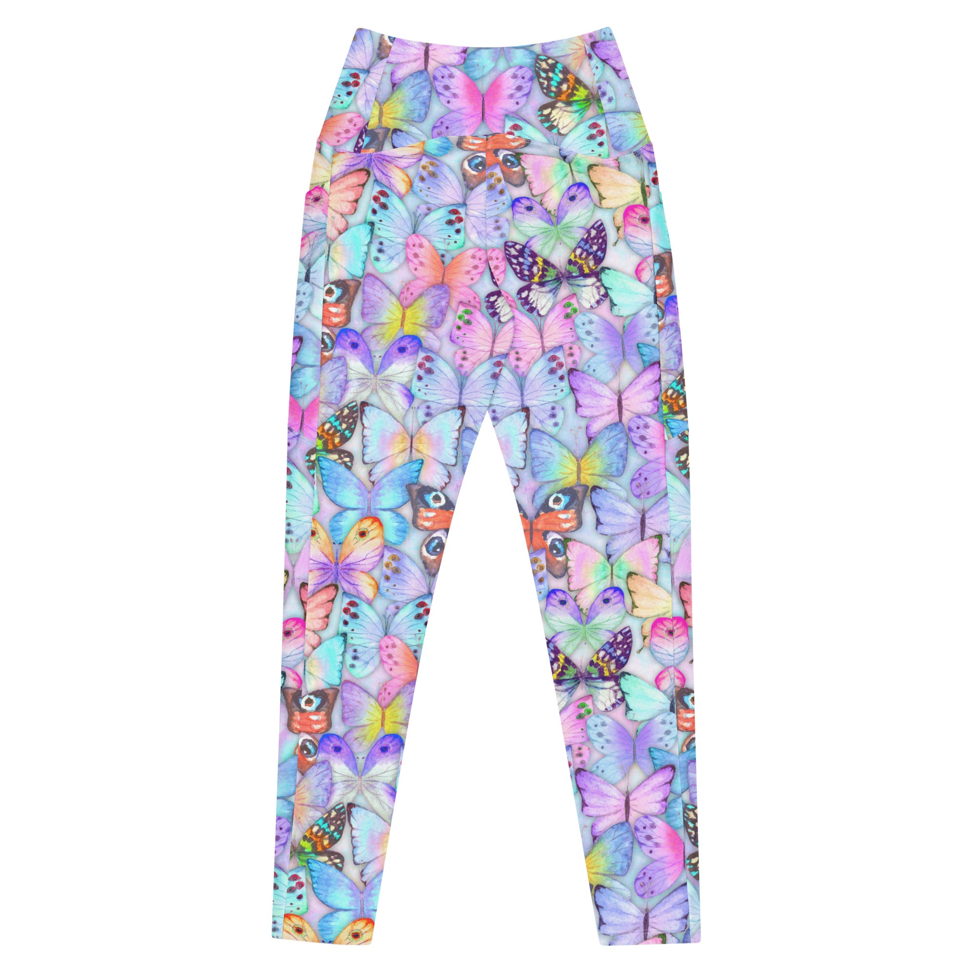 Pastel Butterflies Crossover leggings with pockets