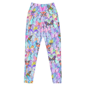 Pastel Butterflies Crossover leggings with pockets