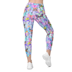 Pastel Butterflies Crossover leggings with pockets