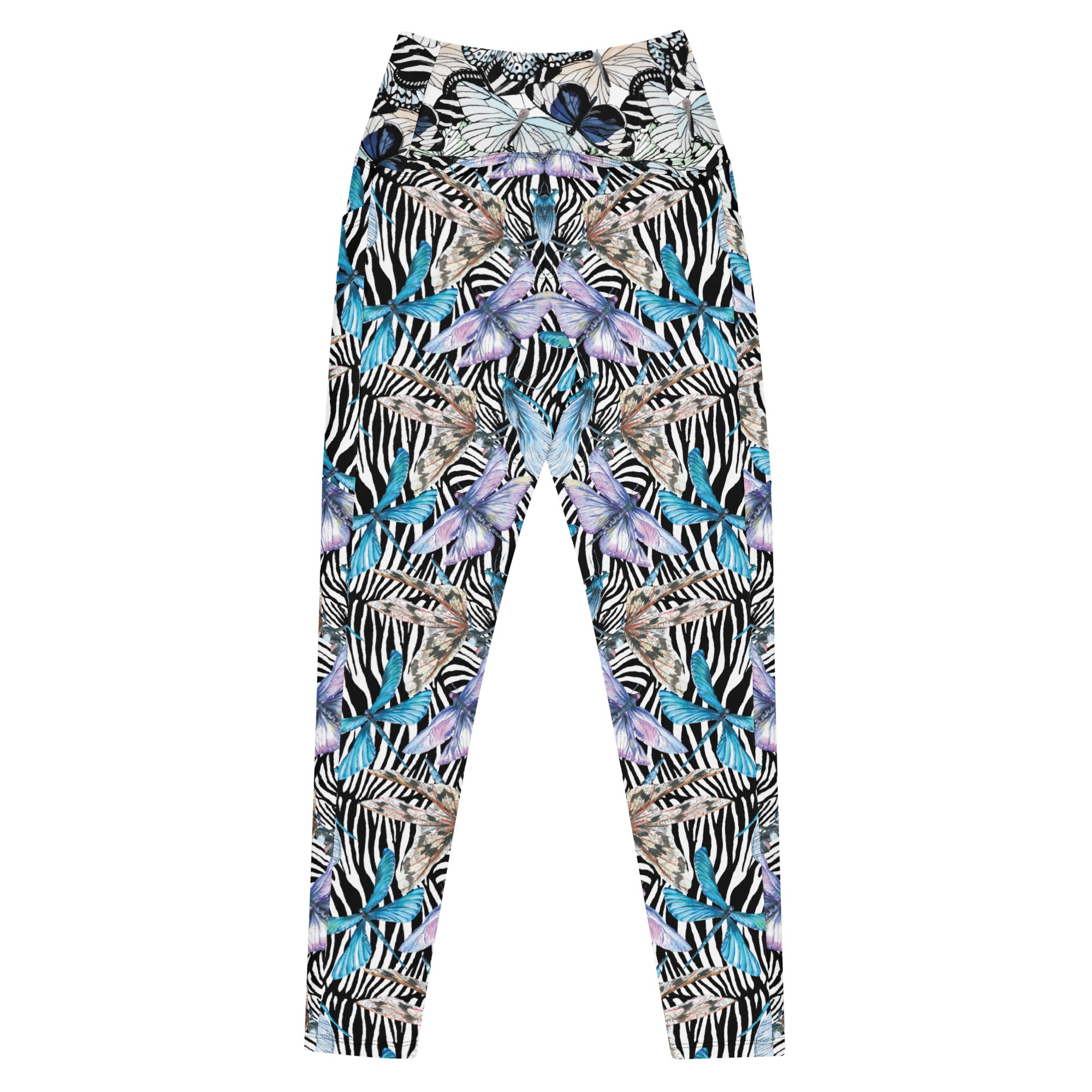 Zebra Butterflies Crossover leggings with pockets