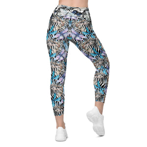 Zebra Butterflies Crossover leggings with pockets