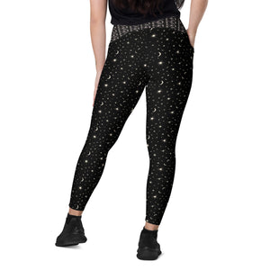 Planets and Yoga Astronauts Crossover leggings with pockets