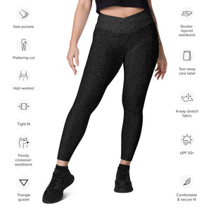 Black "Snakeskin" Crossover leggings with pockets