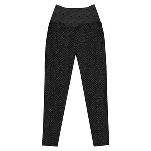 Black "Snakeskin" Crossover leggings with pockets