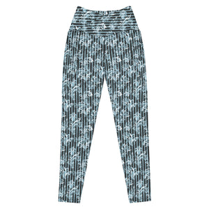 Denim Fleurs Crossover leggings with pockets