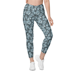 Denim Fleurs Crossover leggings with pockets