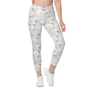 Newspaper Crossover leggings with pockets