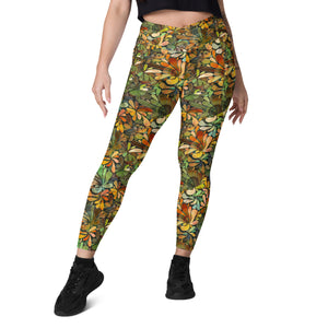 Browns and Golds Crossover leggings with pockets