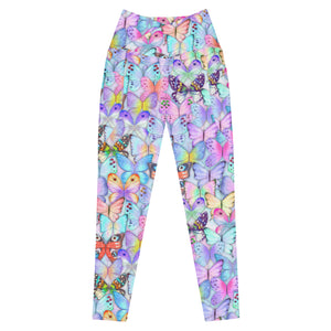 Pastel Butterflies Crossover leggings with pockets