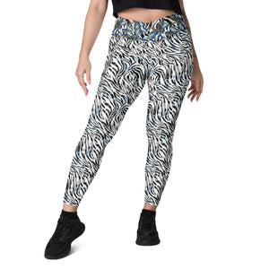 Zebra Dragonflies Crossover leggings with pockets