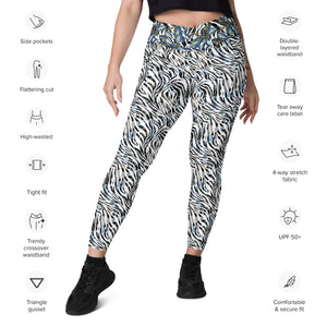 Zebra Dragonflies Crossover leggings with pockets