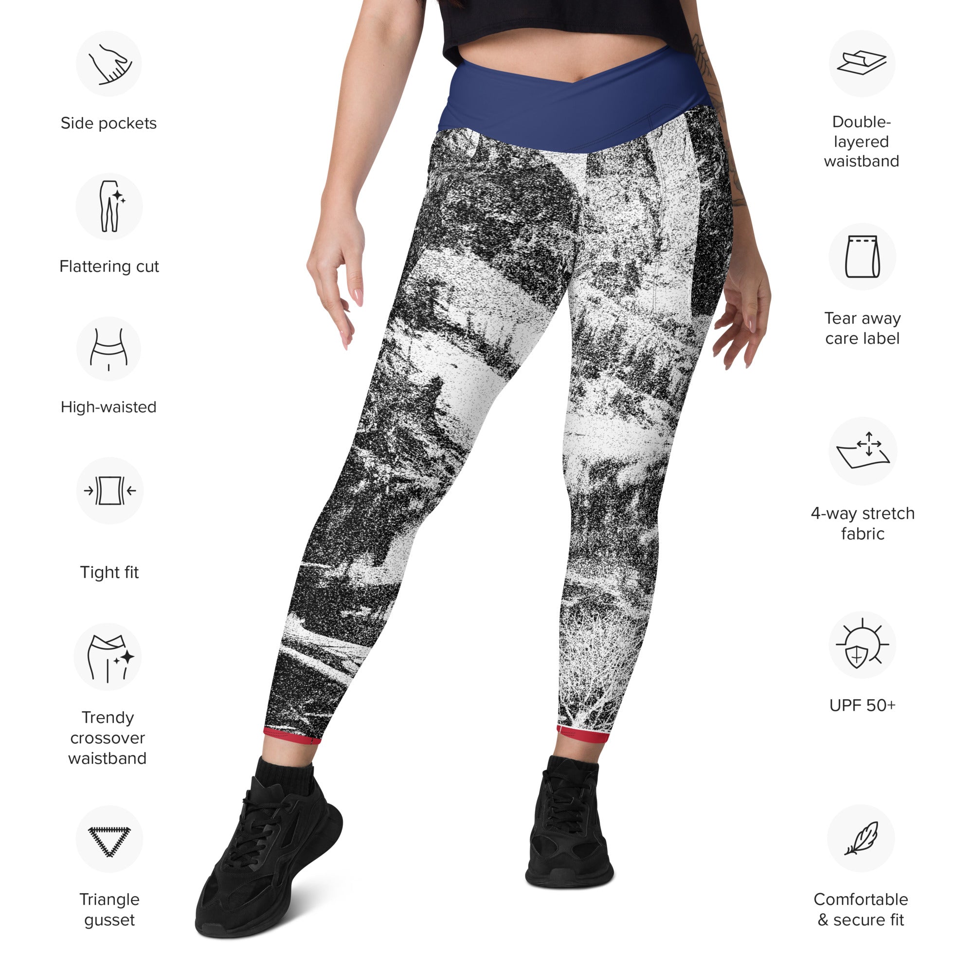 Colorado Mtn and Flag Crossover leggings with pockets