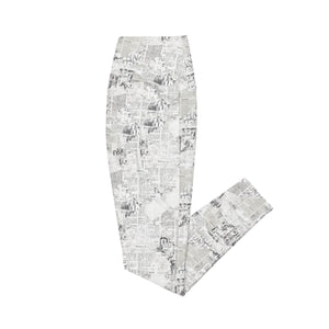 Newspaper Crossover leggings with pockets