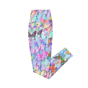 Pastel Butterflies Crossover leggings with pockets