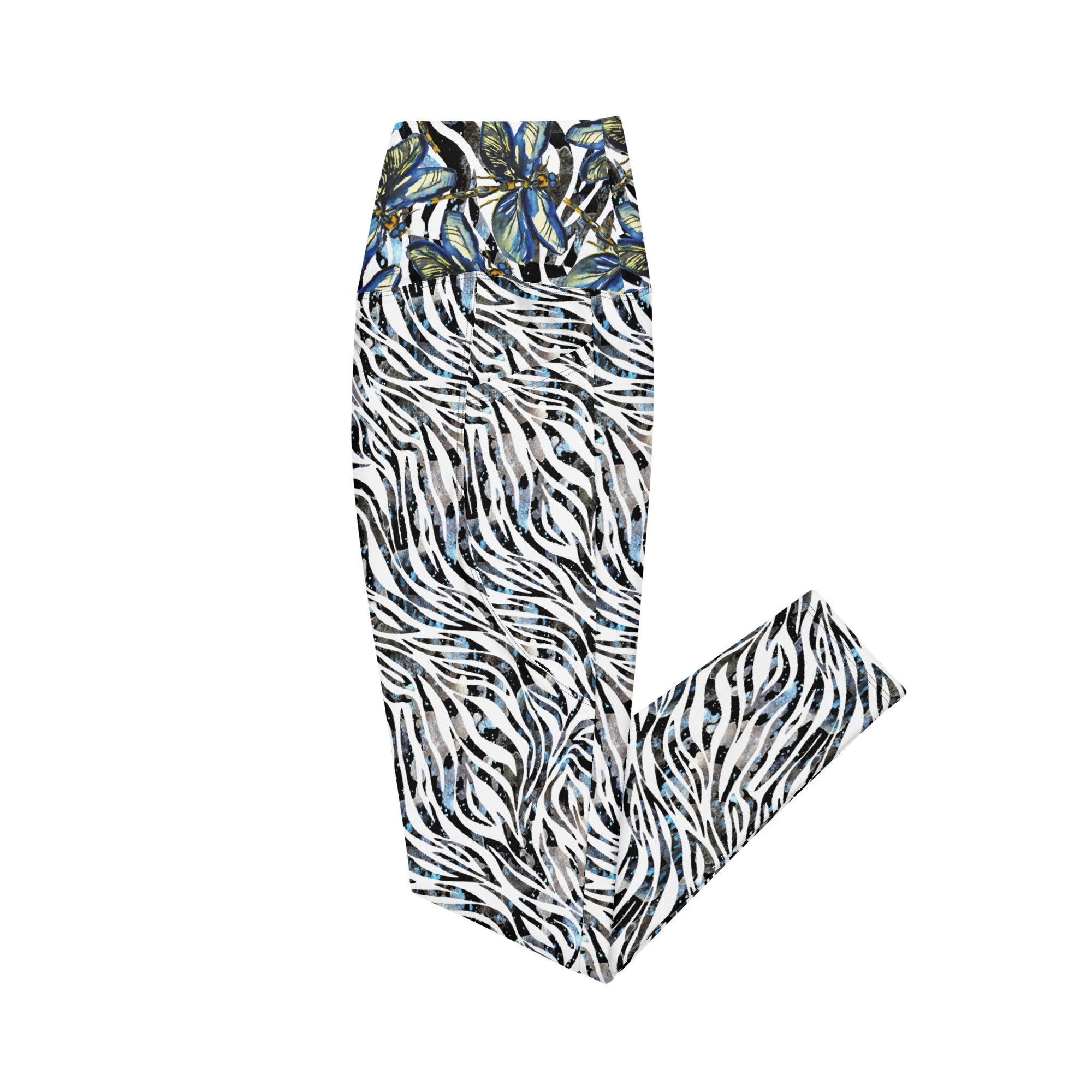 Zebra Dragonflies Crossover leggings with pockets