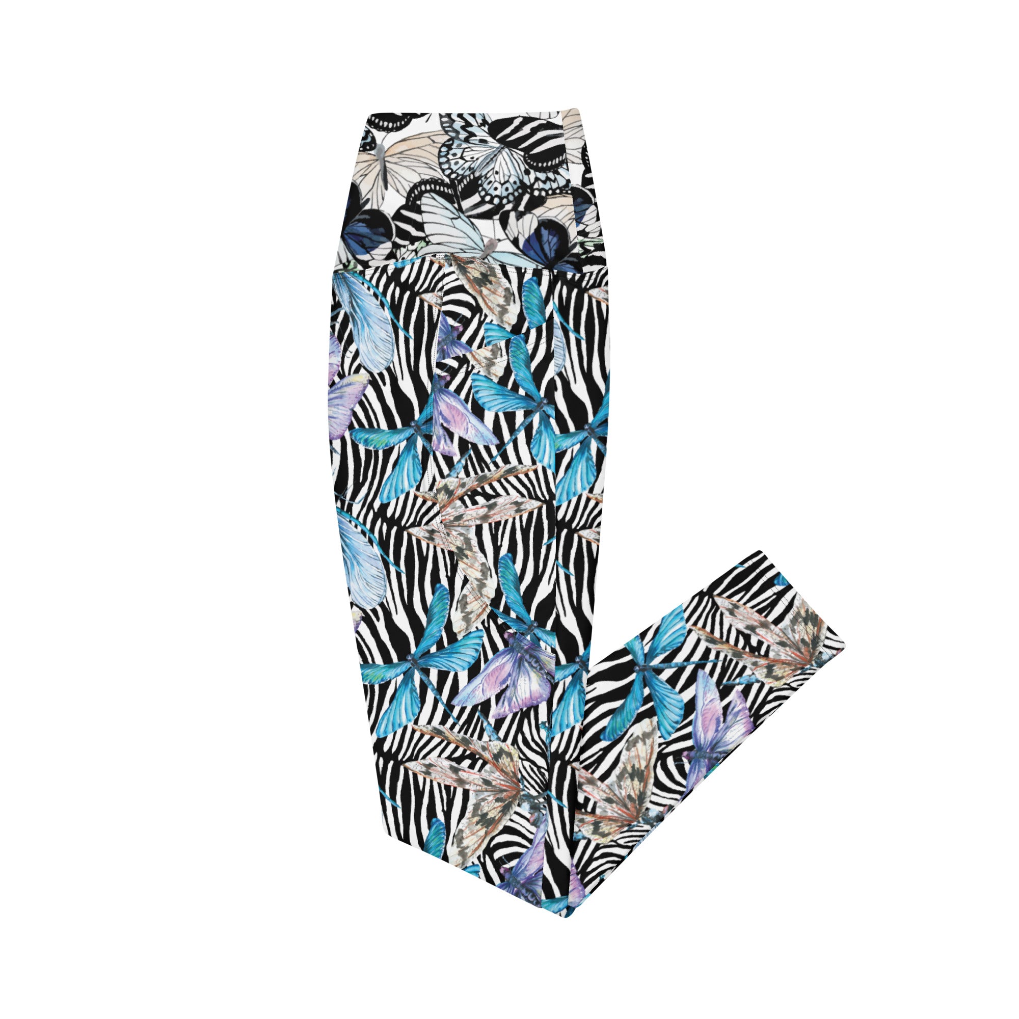 Zebra Butterflies Crossover leggings with pockets