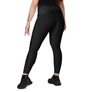 Black "Snakeskin" Crossover leggings with pockets