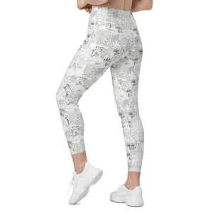 Newspaper Crossover leggings with pockets