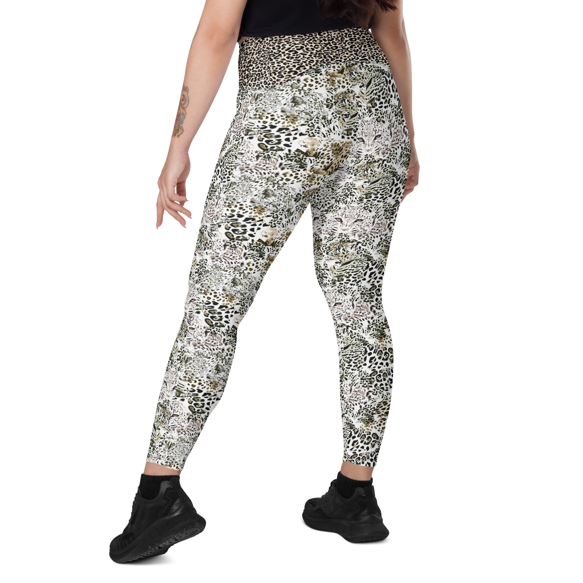 Cheetah Crossover leggings with pockets