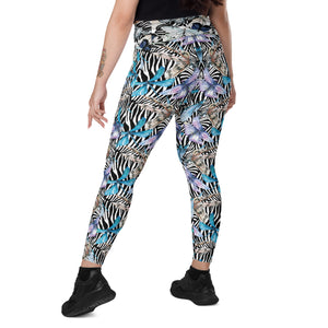 Zebra Butterflies Crossover leggings with pockets