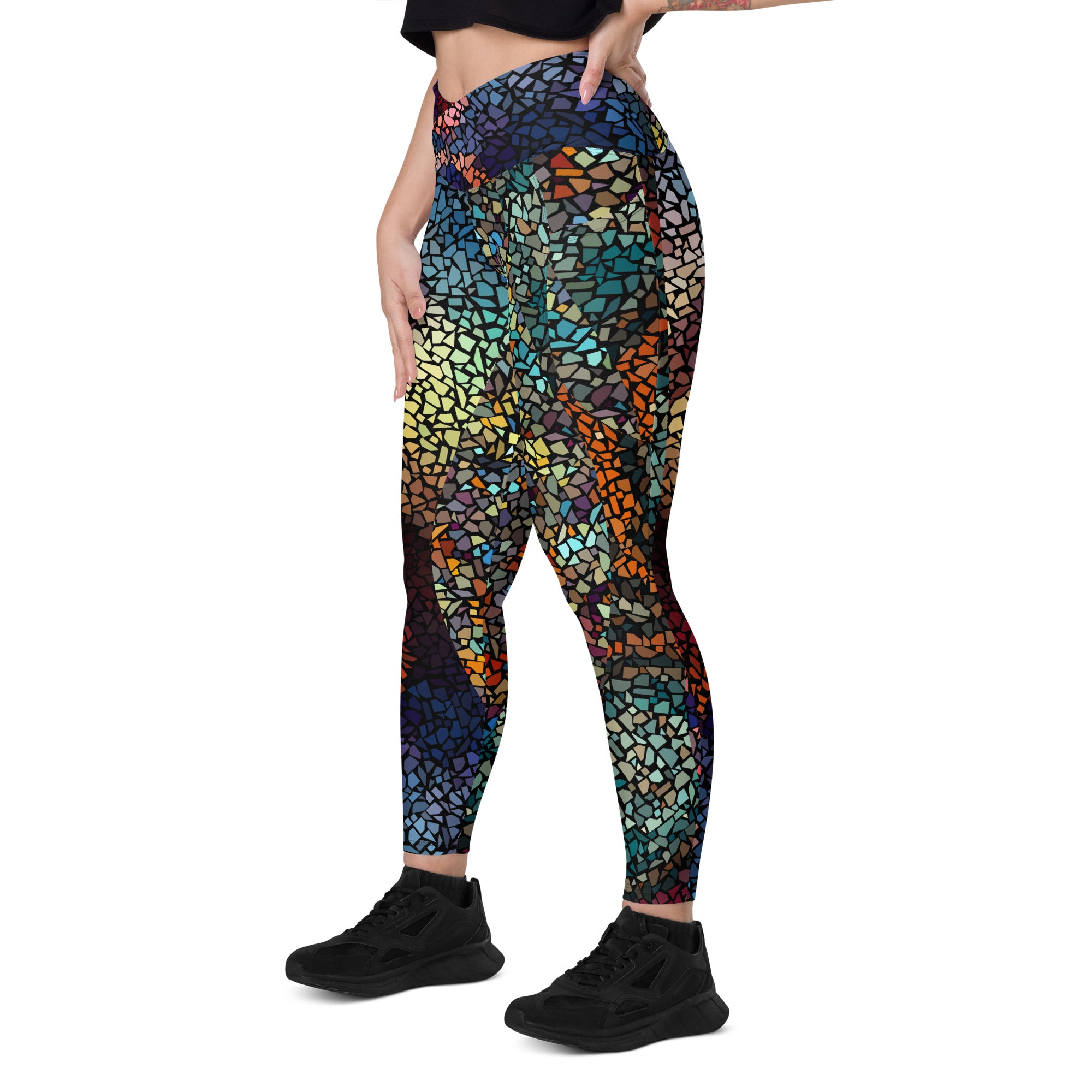 Multi Mosaics Crossover leggings with pockets