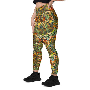 Browns and Golds Crossover leggings with pockets