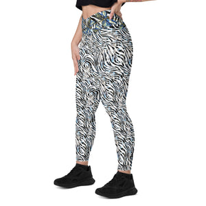 Zebra Dragonflies Crossover leggings with pockets