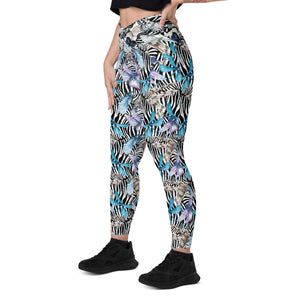 Zebra Butterflies Crossover leggings with pockets