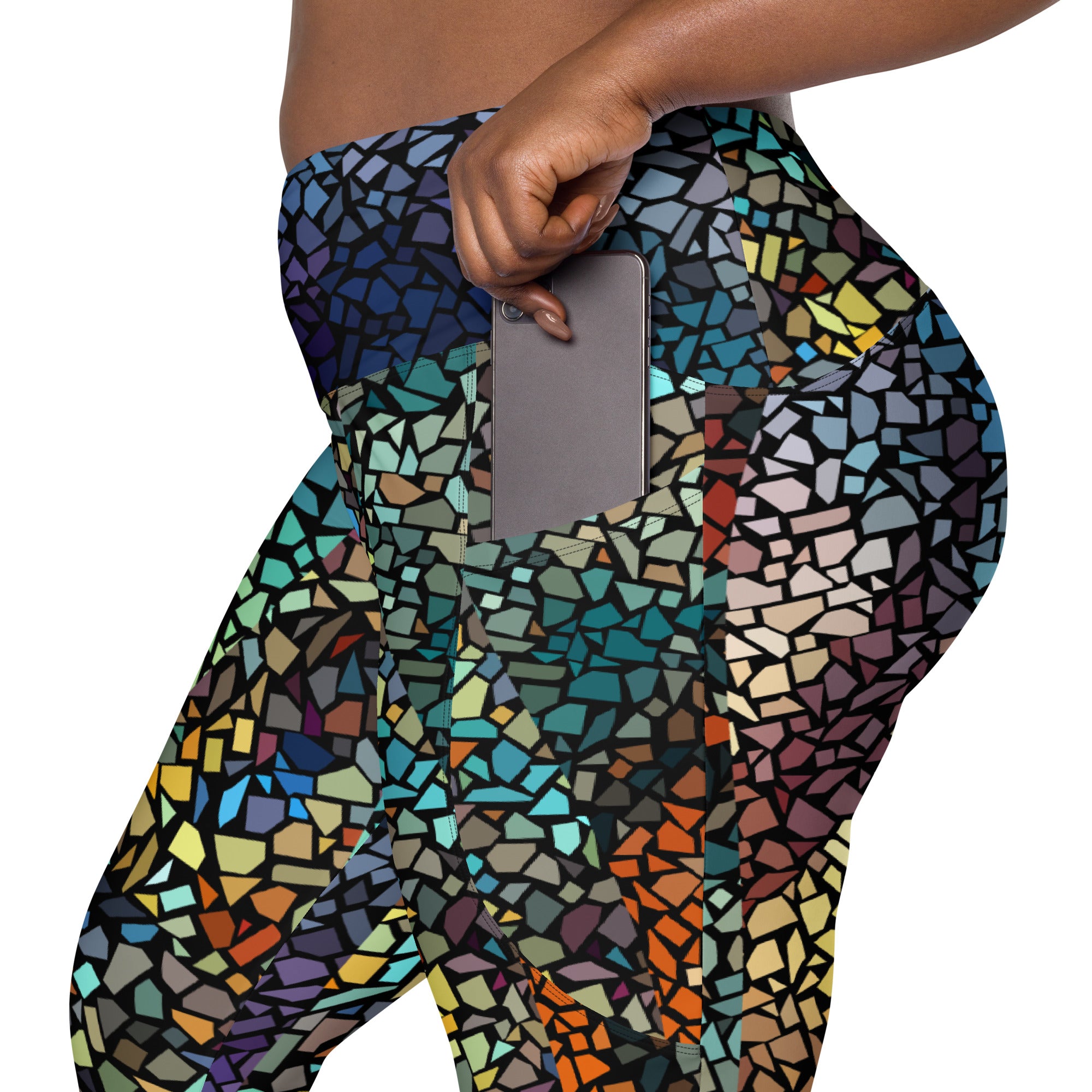 Multi Mosaics Crossover leggings with pockets