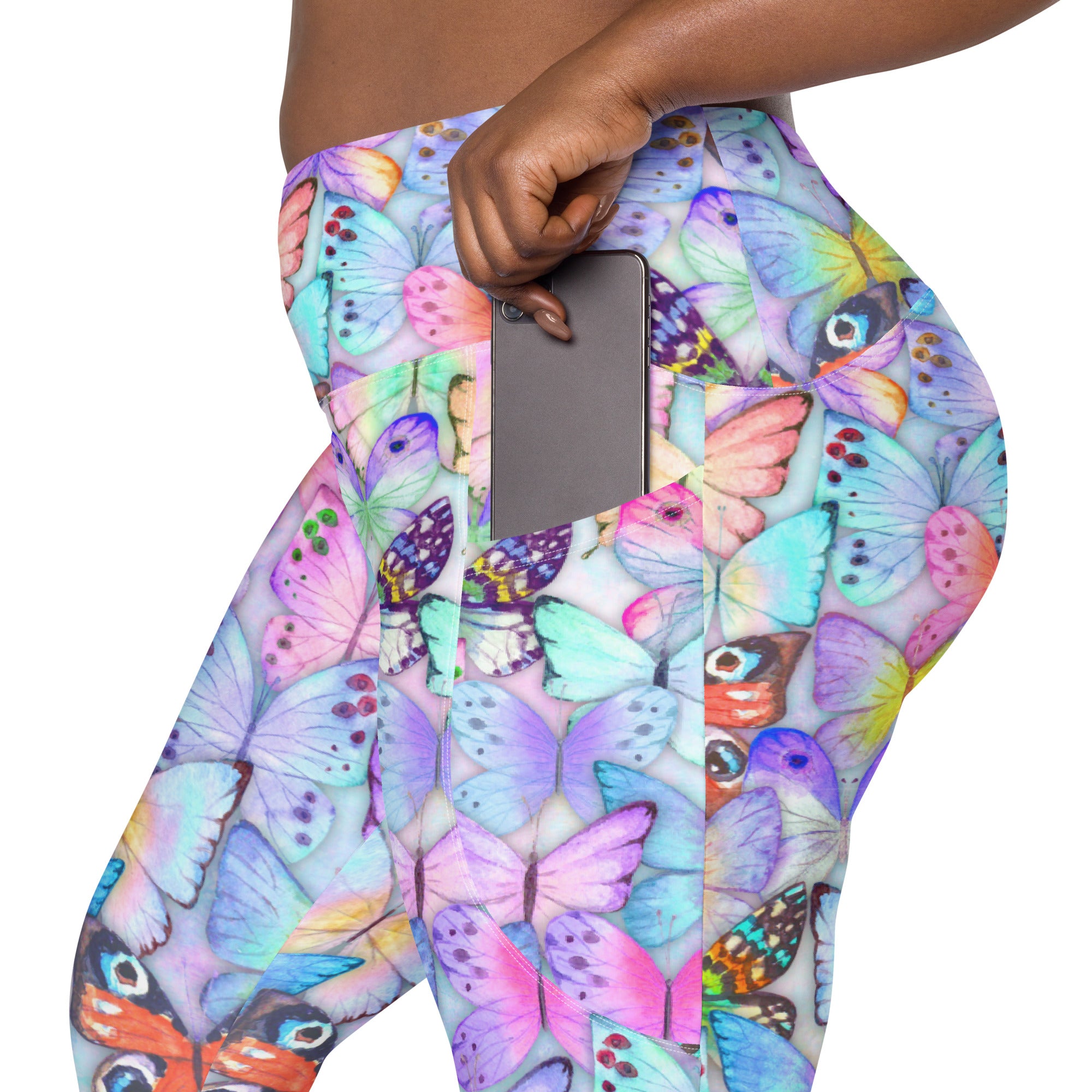 Pastel Butterflies Crossover leggings with pockets