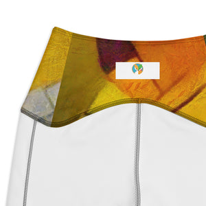 Abstract Yellow Crossover leggings with pockets