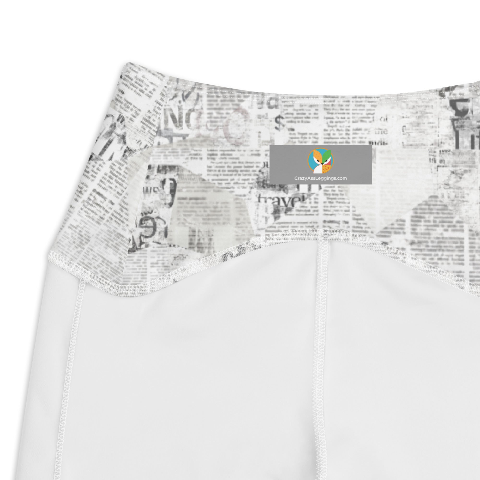 Newspaper Crossover leggings with pockets