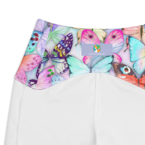 Pastel Butterflies Crossover leggings with pockets