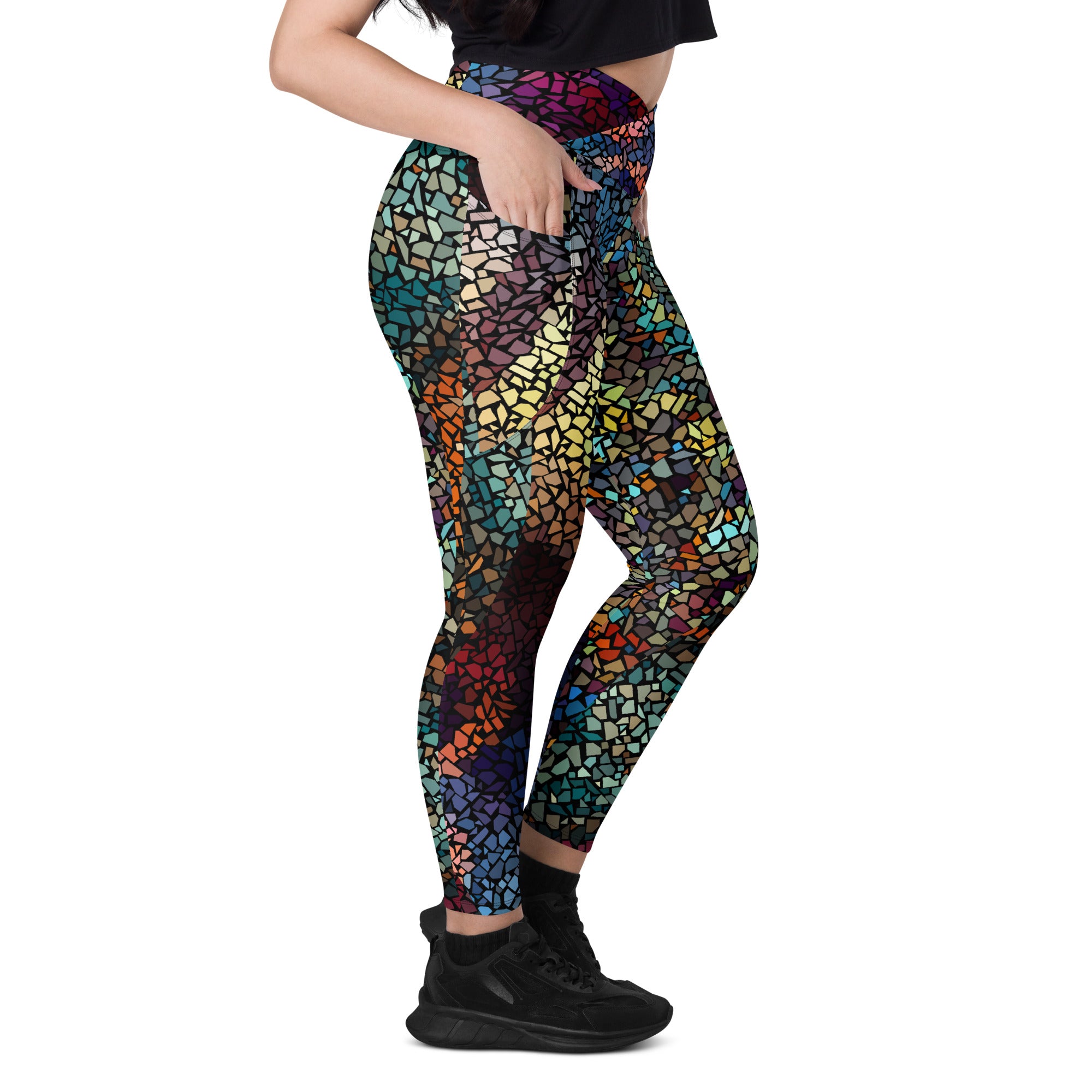 Multi Mosaics Crossover leggings with pockets