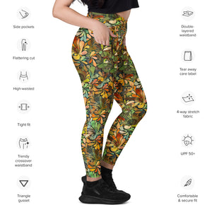 Browns and Golds Crossover leggings with pockets