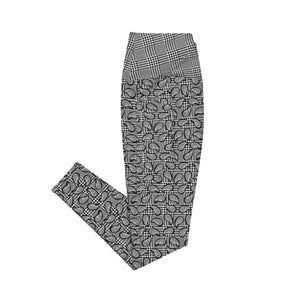 Black Houndstooth and Paisley Crossover leggings with pockets