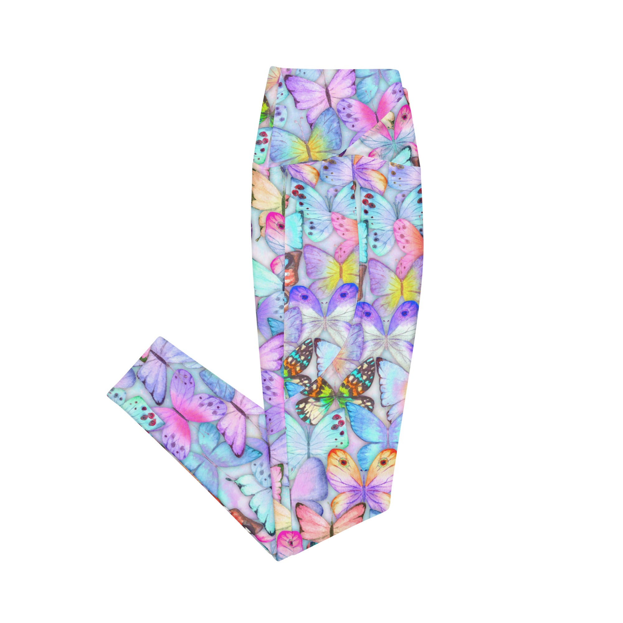 Pastel Butterflies Crossover leggings with pockets