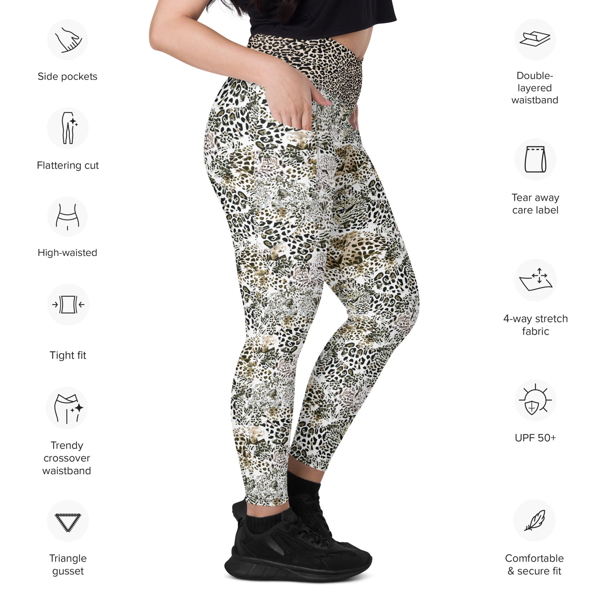 Cheetah Crossover leggings with pockets